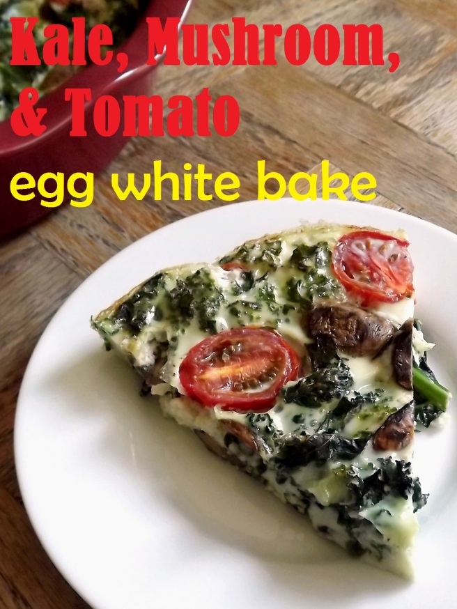 This kale, mushroom, and tomato egg bake is full on flavor, high in protein, and low in calories!